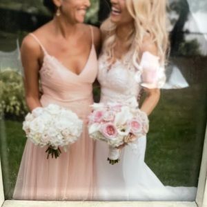 Jenny Yoo Collection cut #33806; cameo pink tulle Brielle with beaded applique